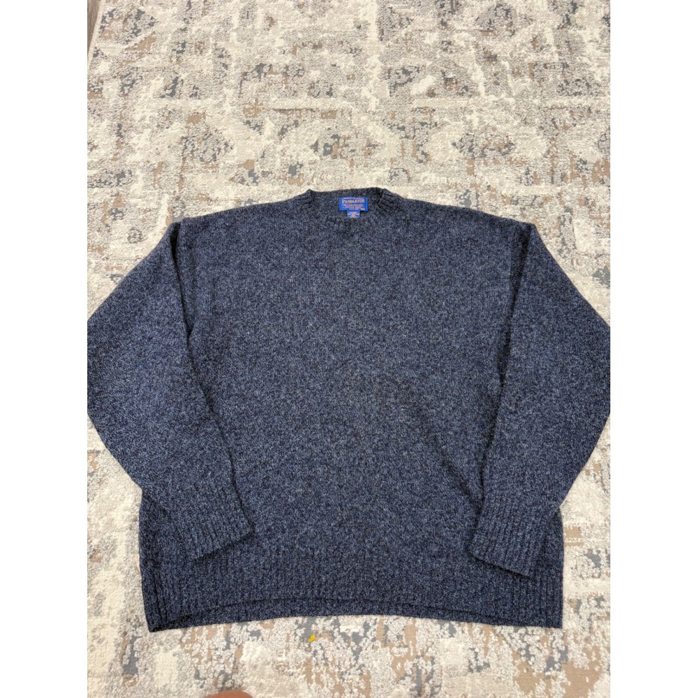 Pendleton Mens XXL Blue Marled 100% Shetland Virgin Wool Crewneck Sweater